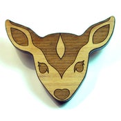 Image of Female Deer Wooden Brooch
