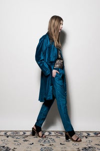 Image of W13 Velvet Shirt Coat - Cobalt 
