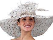 Image of Big Brim Sinamay Hat - Black & White Dots