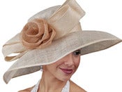 Image of Big Brim Sinamay Hat - Nude With Flower