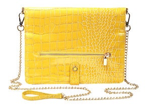 Image of Polly - Faux Croc Leather in Yellow