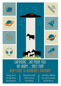 Image of Alien Space Birthday Invitation