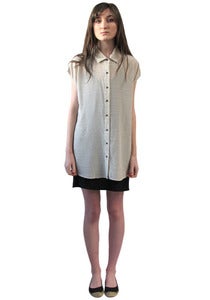 Image of TAUPE PRINT BUTTON-UP