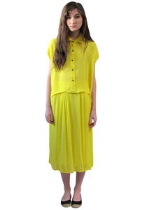 Image of YELLOW CROPPED BUTTON-UP