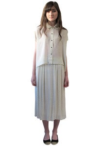 Image of CREAM PRINT CROPPED BUTTON-UP