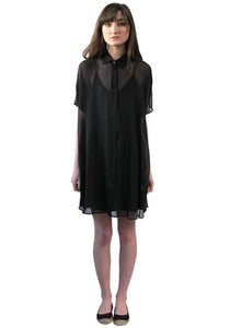 Image of BLACK BACK-PLEAT TUNIC