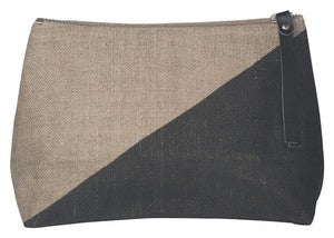 Image of Sasha Small Linen Cosmetic Bag:: Black 
