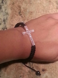 Image of Pink Rhinestone Cross Bracelet