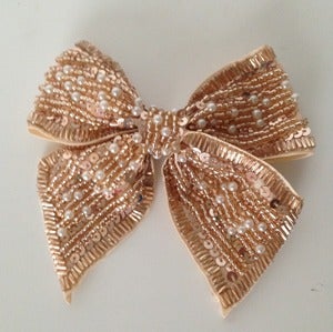 Image of Beige Beaded Bow