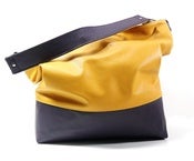Color Block Leather Hobo - Gold/Purple
