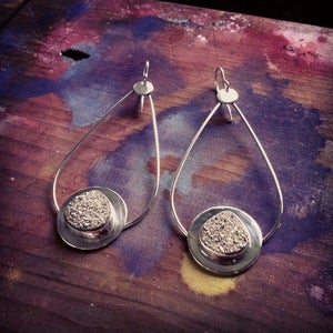 Image of Silver Druzy Quartz Teardrop Earrings