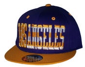 Image of Los Angeles Stars & Bars Script Laker Colorway Snapback Hat Cap