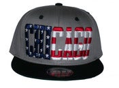Image of Chicago Stars & Bars Script Cool Gray Colorway Snapback Hat Cap