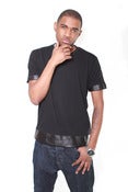 Image of Mens leather tee blk