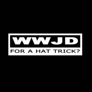 Image of WWJD for a hat trick shirt