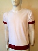 Image of Mens white & Red Leather tee