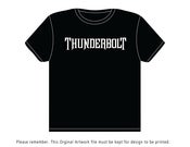 Image of Thunderbolt Black Tshirt White Logo In Front And Thunderbolt T On The Back