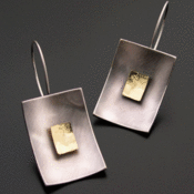 Image of Rectangle Earrings - Sterling and 18k