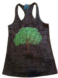 Image of dancing tree - burnout racerback tank - black