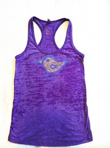 Image of bird - burnout racerback tank - purple