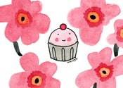 Image of PRINT: 8x10 Classic Floral Print with Cupcake