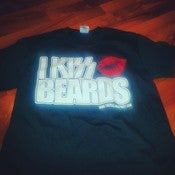 Image of BLACK "I KISS BEARDS" WITH WHITE PRINT N RED LIPS