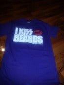 Image of PURPLE "I KISS BEARDS" TSHIRT WITH WHITE PRINT AND RED LIPS 