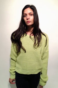 Image of knitted apple green cropped oversized jumper
