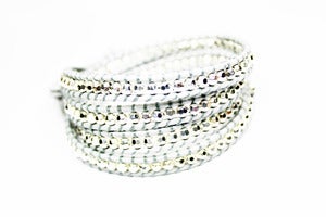 Image of PRUSSIAN AND SILVER Leather Wrap