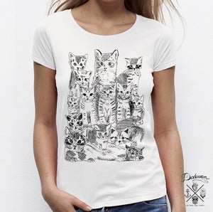 Image of T-shirt femme - Pussycats - blanc 