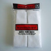 Image of KNOCKER Brand 6-pack Mens Athletic White Cotton Blend Tube Socks