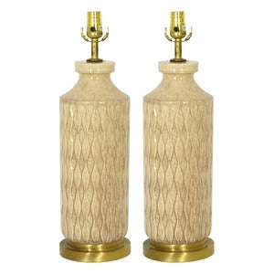 Image of Biege Textured Pottery Lamps