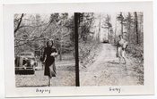 Image of WOMAN CAR DIRT ROAD VINTAGE DIPTYCH PHOTO 