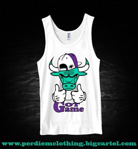 Image of Perdiem Clothing Jordan 5 aqua Grape Tank Top Bull WHT