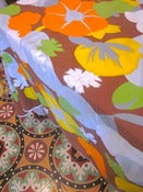 Image of 1970s Brown Flowers Circular Tablecloth