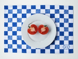Image of Checkered Place mat - Blue