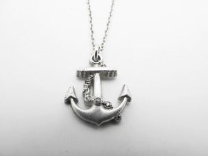 Image of Diamond Set Anchor Necklace